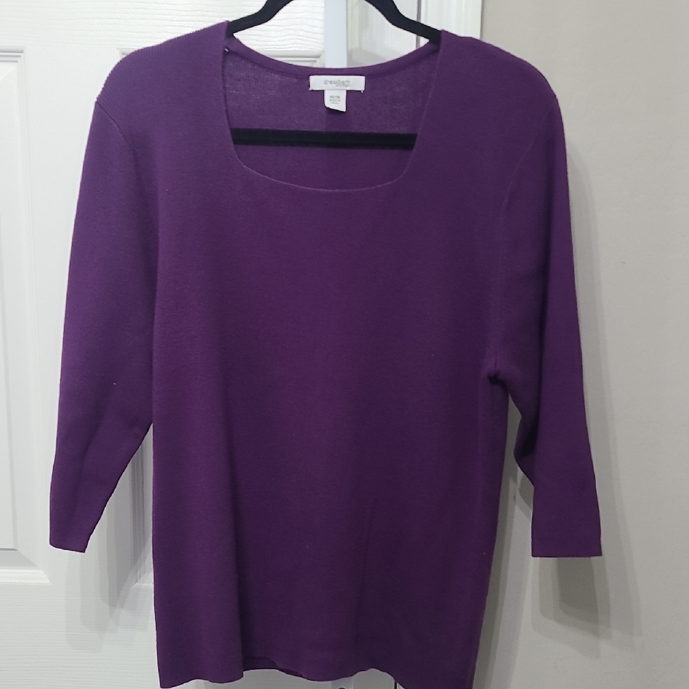Dressbarn‎ Rich Purple Knit Top Women's Size 14-16 Sweater (45% Cotton)